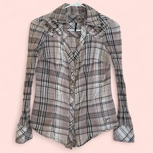 Guess Women's Pink and Grey Shirt